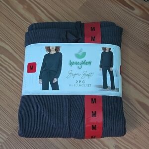 Honeydew Charcoal Ribbed Lounge Set
